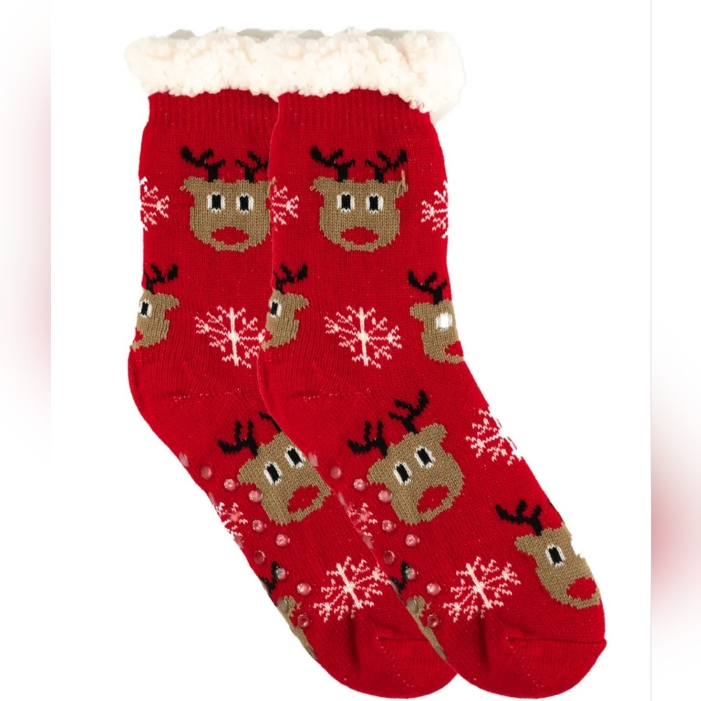 💥2/$25💥 Ultra Fluffy Sherpa Slipper Socks - Christmas Print